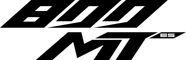 Bold, stylised black text reads "800 MT ES" on a white background, with sharp, angular lettering inspired by the dynamic design of the 800MT-X.