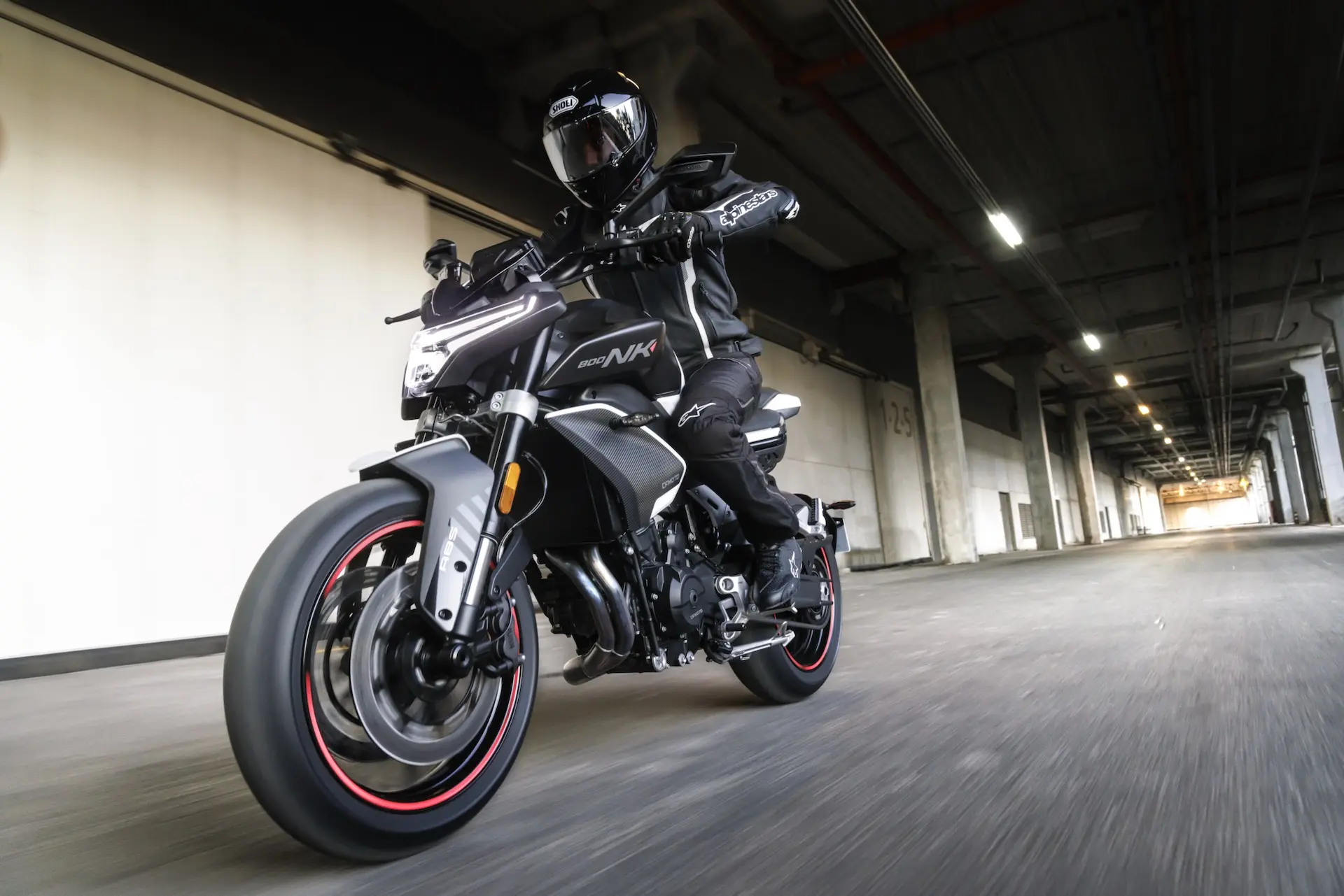 Motorcycle in a tunnel
