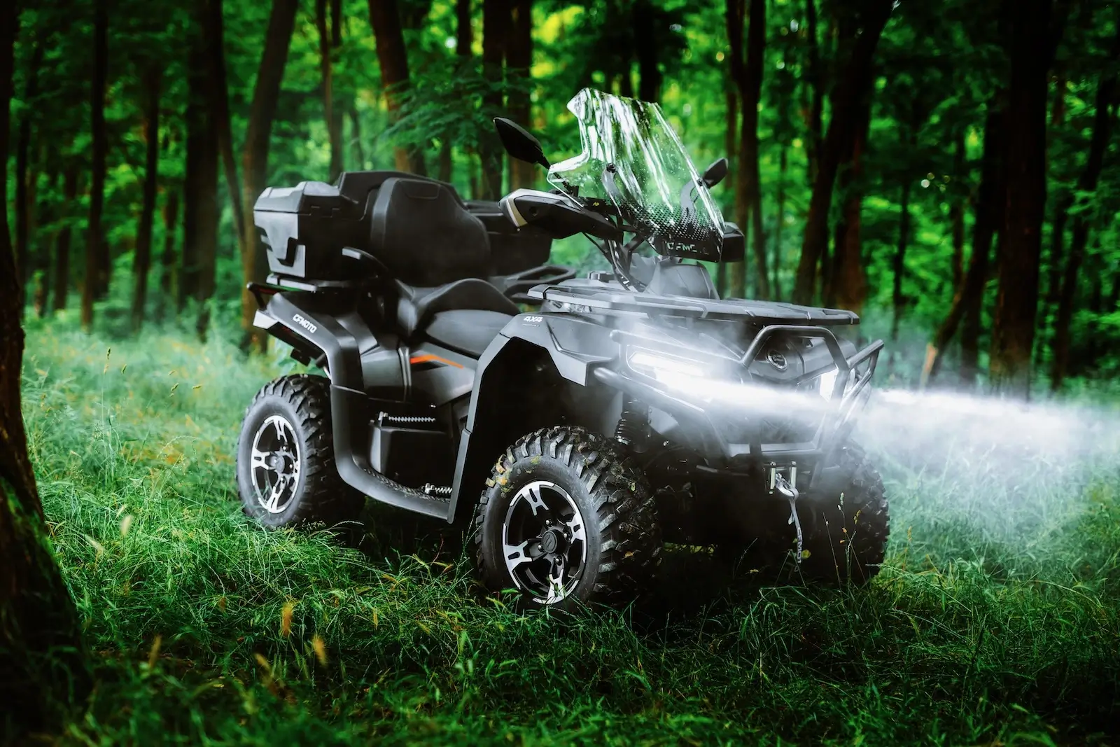 atv in forest