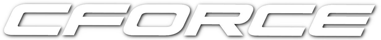 White, bold, uppercase letters spelling "CFORCE" on a black background, evoking the strength and style of the CForce 520.