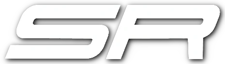 Bold, stylized white letters "SR" on a black background, inspired by the dynamic 675SR-R.